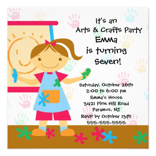 Arts & Crafts Birthday Party Custom Invitation