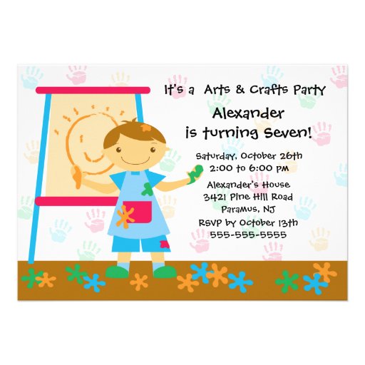 Arts & Crafts Birthday Party Custom Invite