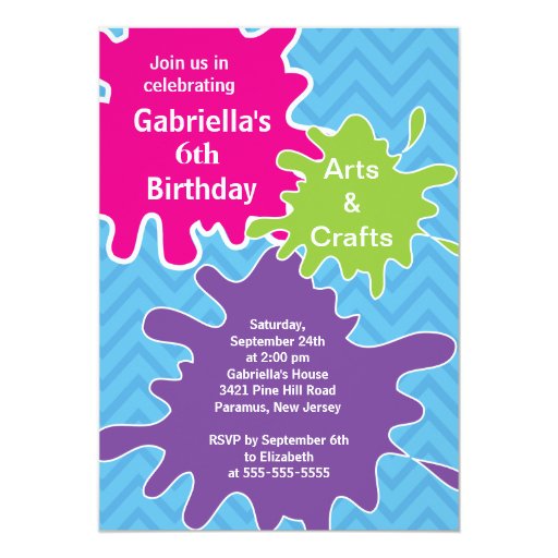 Arts & Crafts Kids Paint Birthday Party Card Zazzle