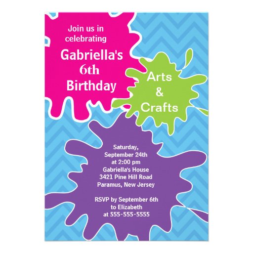Arts & Crafts Kids Paint Birthday Party Announcement