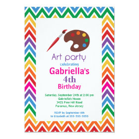 Arts & Crafts Kids Paint Birthday Party 5x7 Paper Invitation Card