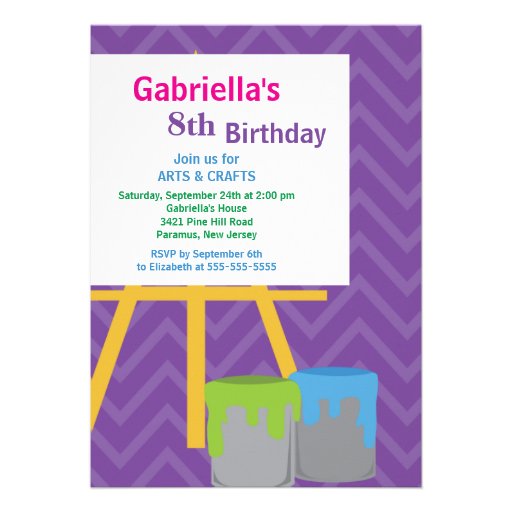 Arts & Crafts Kids Paint Birthday Party Invite