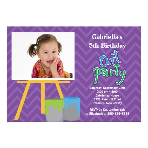 Arts & Crafts Kids Paint Photo Birthday Party Personalized Invite