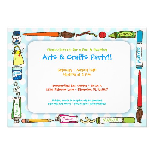 Arts & Crafts Party Invitation