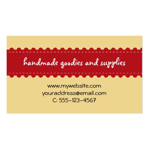 Arts crafts ribbon accessories handmade business business card template (back side)