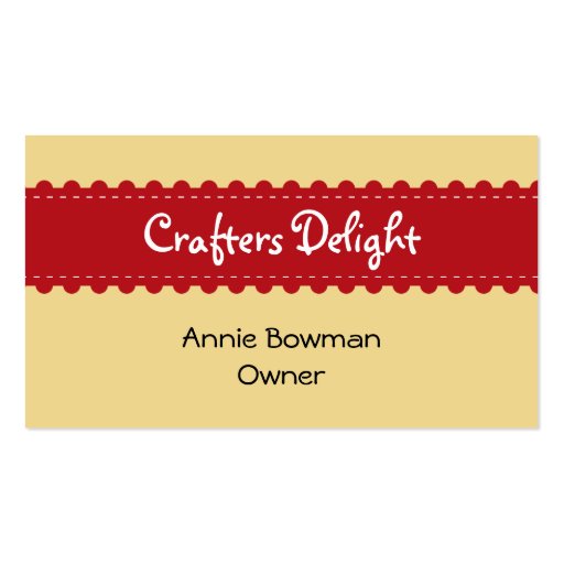 Arts crafts ribbon accessories handmade business business card template (front side)