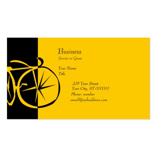 Artsy Bike Woodcut Business Cards (front side)