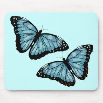 Artsy Blue Butterflies Mousepads