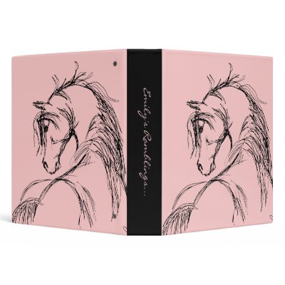 Artsy Horse Head Sketch 3 Ring Binders by PaintingPony