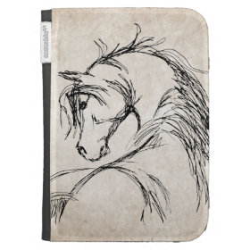 Artsy Horse Head Sketch Cases For The Kindle