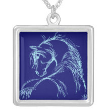 Artsy Horse Head Sketch Custom Necklace