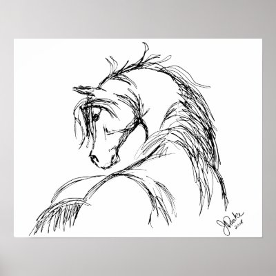 Artsy Horse Head Sketch Poster by PaintingPony