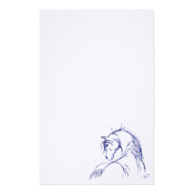 Artsy Horse Head Sketch Stationery Design