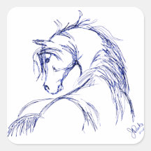 Artsy Horse Head Sketch Stickers