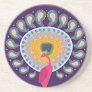 artsy paisley peacock coaster