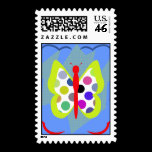 Artsy Polka Dot Butterfly Postage Stamp