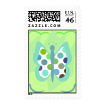 Artsy Polka Dot Butterfly Postage Stamp