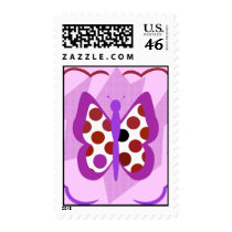 Artsy Polka Dot Butterfly Postage Stamp