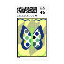 Artsy Polka Dot Butterfly Postage Stamp