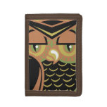 artsy retro owl bird design tri-fold wallets