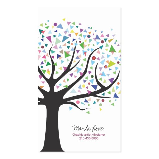 Artsy Unique Tree Business Card Art designer (front side)