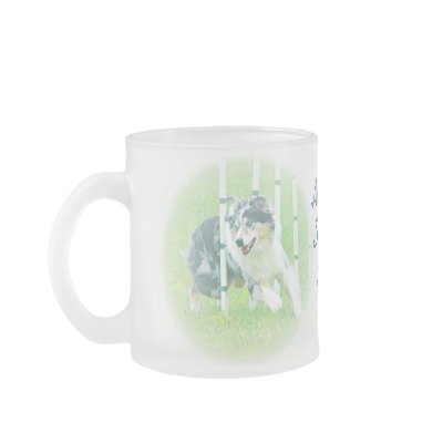 Artwork Australian Shepherd Agility Glass Mug by MenagerieMayhem