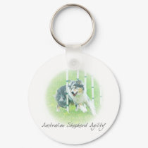 Artwork Australian Shepherd Agility Keychain