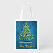 Arty Christmas Tree with Abstract Background Market Totes