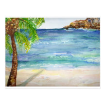 Aruba  Beach with Palm Tree Post Card