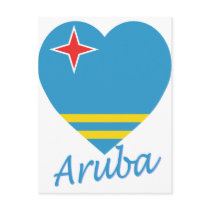 Aruba Flag Heart Postcards