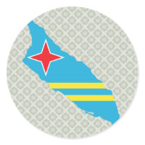 Aruba Flag Map full size Round Stickers