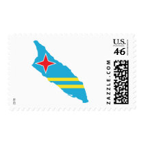 Aruba flag map postage