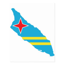 Aruba flag map postcard