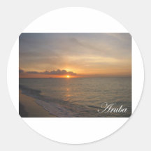 Aruba Sunset 2 Round Stickers