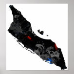 Aruba Trendy Peace Sign with Aruban map posters