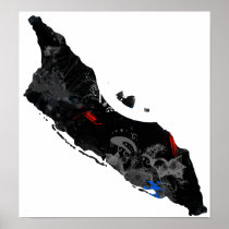 Aruba Trendy Peace Sign with Aruban map Posters