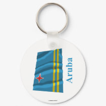 Aruba Waving Flag with Name keychains