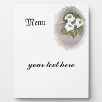 Arums bouquey menu plaques