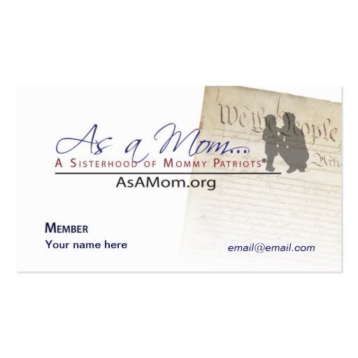 As A Mom... Member business Card