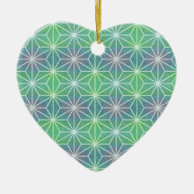 Asanoha Green Purple Christmas Tree Ornament