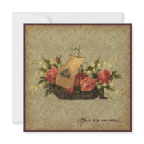 Asatru Floral Ship Invitations