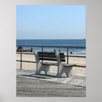 Asbury Park NJ Boardwalk - Lone Bench Posters