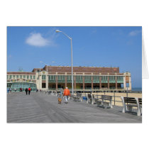 Asbury Park NJ Boardwalk - Man walking dog Card