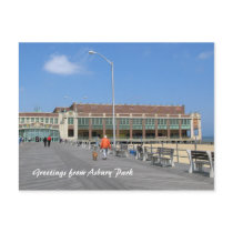 Asbury Park NJ Boardwalk - Man walking dog Post Card