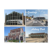 Asbury Park NJ landmarks and boardwalk, Greetin... Post Cards
