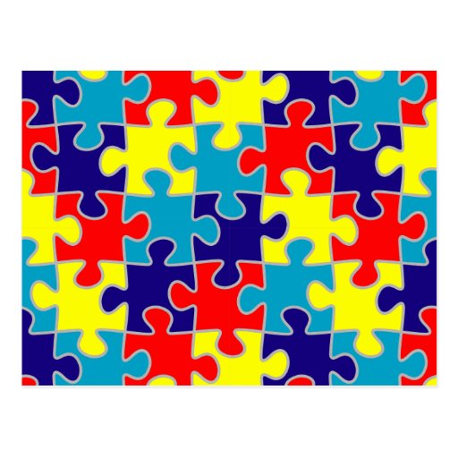 ASD Aspergers Autism Awareness Puzzle Pattern Postcard | Zazzle