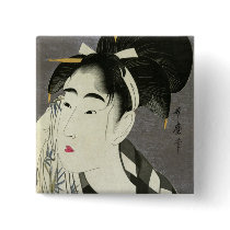 Ase o fuku onna, Utamaro buttons by masterpiecesofart Ase o fuku onna, Utamaro buttons