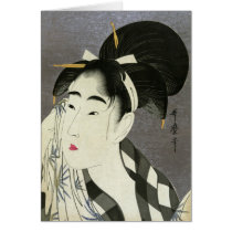 Ase o fuku onna, Utamaro cards by masterpiecesofart Ase o fuku onna, Utamaro cards
