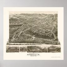 Asheville, NC Panoramic Map - 1891 Posters