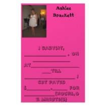 ASHLEE, Ashlee Brackett, I babysit, ___________... Custom Stationery